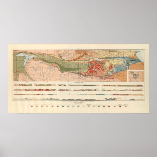 Allgemeine geologische Karte des Bezirks Marquette Poster (Vorne)
