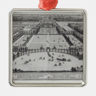 Allgemeine Perspektiven-Ansicht des Chateaus Silbernes Ornament