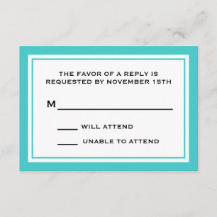 Allgemeine RSVP-Karten (Aquamarin / weiß) RSVP Karte