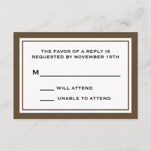 Allgemeine RSVP-Karten (braun / weiß) RSVP Karte