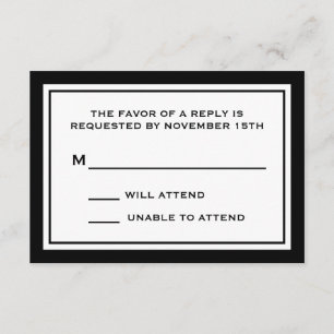 Allgemeine RSVP-Karten (schwarz / weiß) RSVP Karte