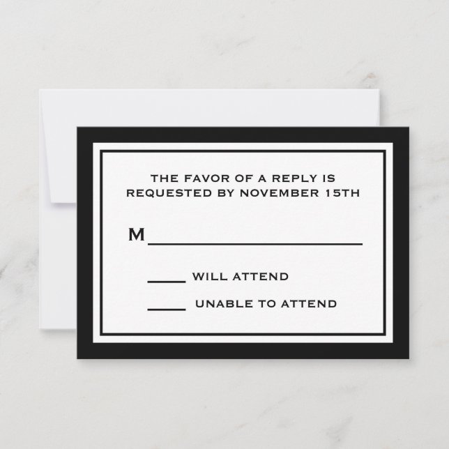 Allgemeine RSVP-Karten (schwarz / weiß) RSVP Karte (Vorderseite)