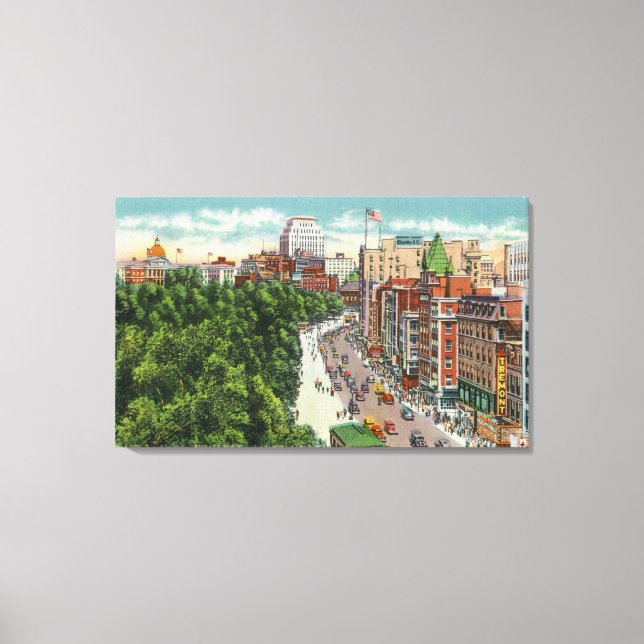 Allgemeine Sicht auf die Tremont Street Leinwanddruck (Vorderseite)