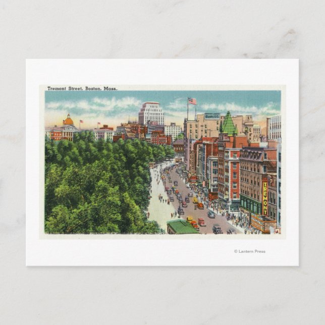 Allgemeine Sicht auf die Tremont Street Postkarte (Vorderseite)