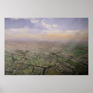 Allgemeiner Blick über Paris aus einem Heißluftbal Poster