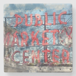 Allgemeiner Markt-Mitte in Seattle Washington Steinuntersetzer