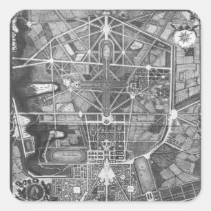 Allgemeiner Plan der Stadt und des Schlosses von Quadratischer Aufkleber