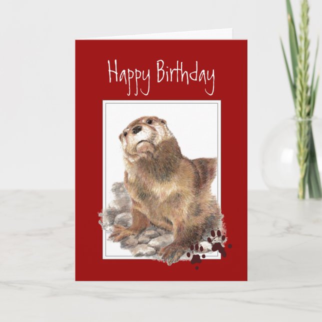 Allgemeines Geburtstag, Niedliches Otter, lustiges Karte (Vorderseite)