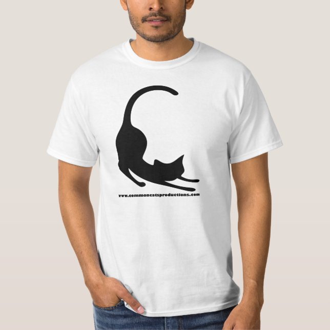 Allgemeines Katzen-Logo-Schwarzes T-Shirt (Vorderseite)