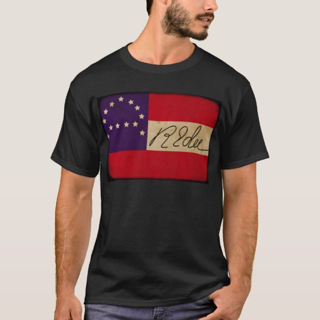 Allgemeines Lee hat der Flagge mit Unterzeichnung T-Shirt (Vorderseite)