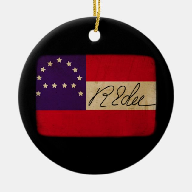Allgemeines Lee hat Flagge mit Unterzeichnung Keramik Ornament (Vorne)