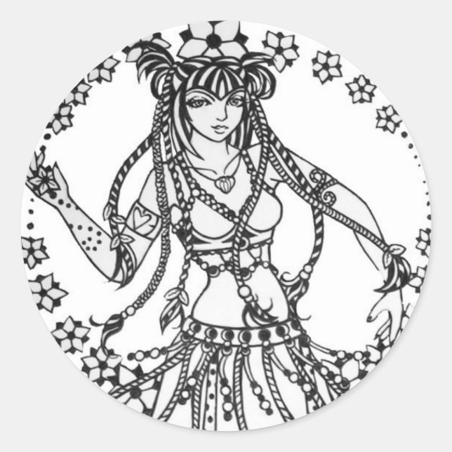 Alliecat Tribal Belly Dancer Runder Aufkleber (Vorderseite)