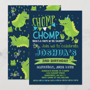 Alligator Anniversaire Invitation Crocodile Party