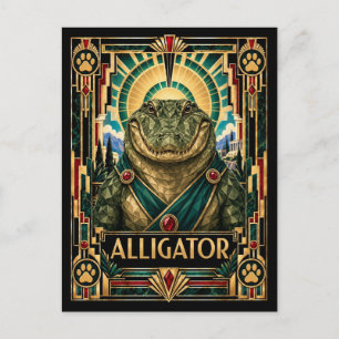 Alligator, Art Deco-Wildtiere Postkarte