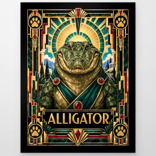 Alligator, Art Deco-Wildtiere Postkarte