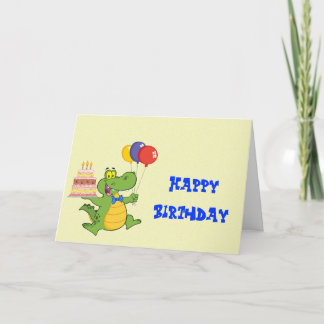 Alligator avec des ballons et des cartes