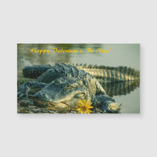 Alligator avec fleur Valentines Carte magnétique