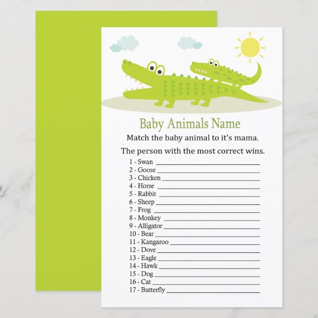 Alligator Baby Animes Name Game (Vorne/Hinten)