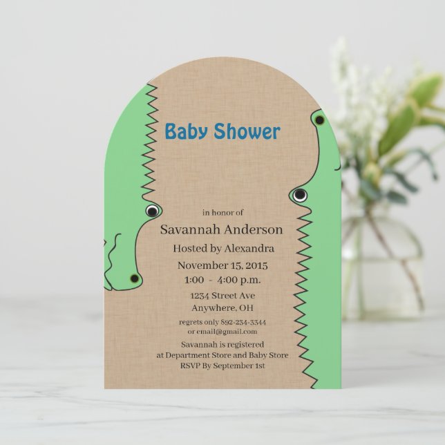 Alligator Baby Boy Shower Invitations (Debout devant)