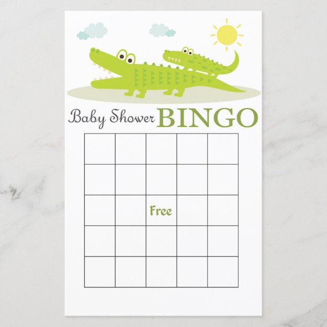 Alligator Baby Duschbingkarte (Vorderseite)