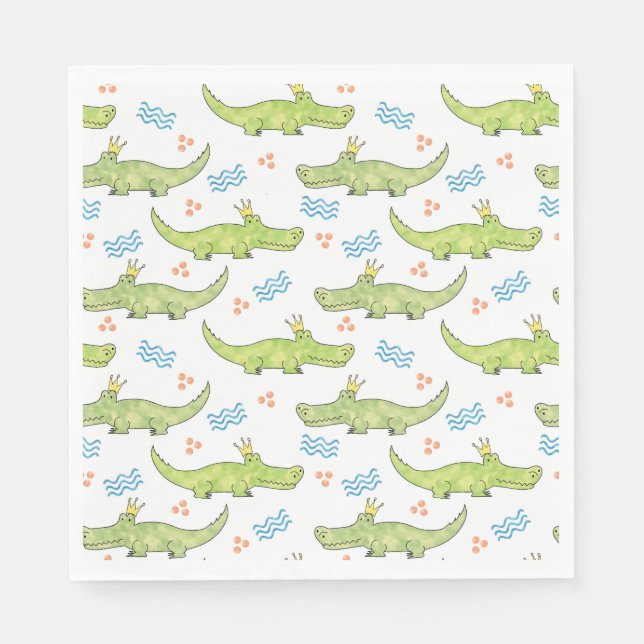Alligator Birthday Paper Napkin, Mittagessen Serviette (Vorderseite)