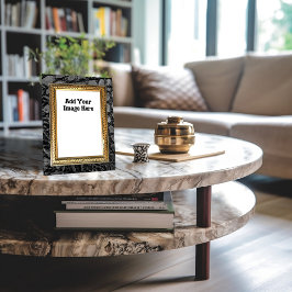 Alligator Black Imitats Leather Gold Frame Fotoplatte