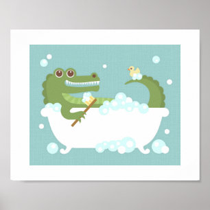Alligator Blase Bath Poster Print