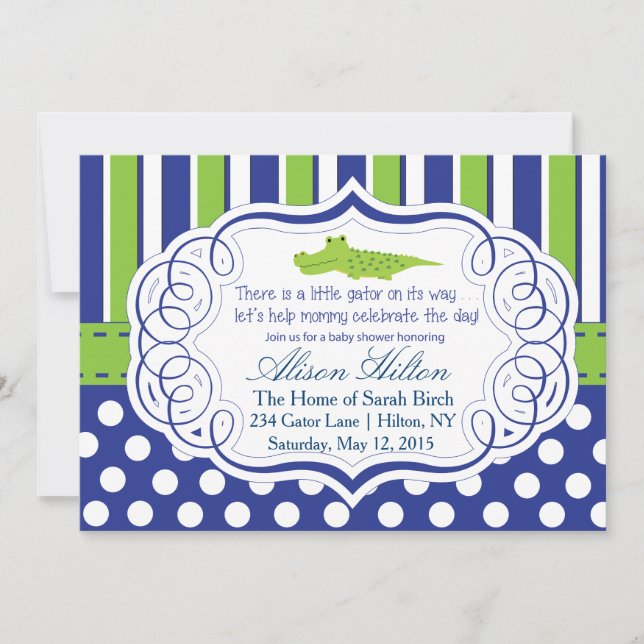 ALLIGATOR BOY BABY SHOWER INVITATION (Devant)