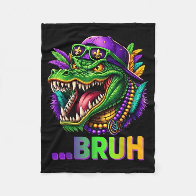 Alligator Bruh Mardi Gras Costume Men Women Kids  Fleecedecke (Vorderseite)