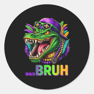 Alligator Bruh Mardi Gras Kostüm Männer Frauen Kin Runder Aufkleber