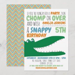 Alligator Chomp, Invitation de fête d'anniversaire