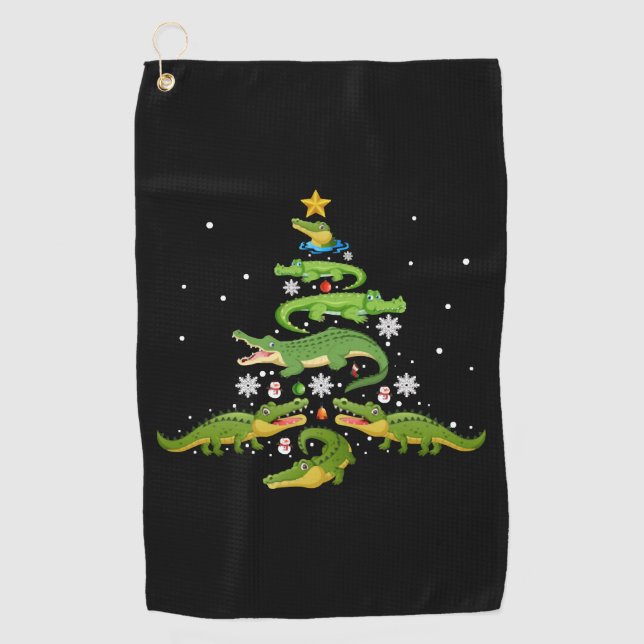 Alligator Christmas Tree Cute Xmas Lover Lights Golfhandtuch (Vorderseite)