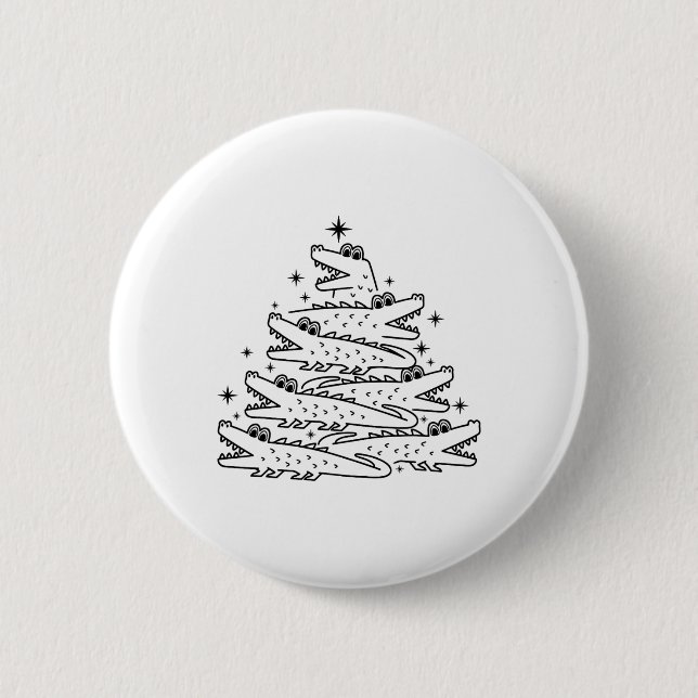 Alligator Christmas Tree Swea Button (Vorderseite)