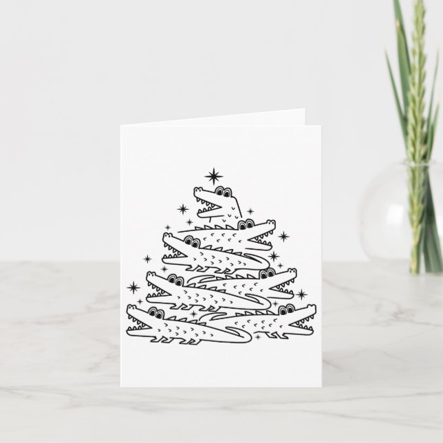 Alligator Christmas Tree Swea Karte (Vorderseite)
