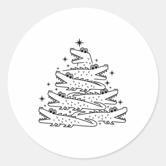 Alligator Christmas Tree Swea Runder Aufkleber (Vorderseite)
