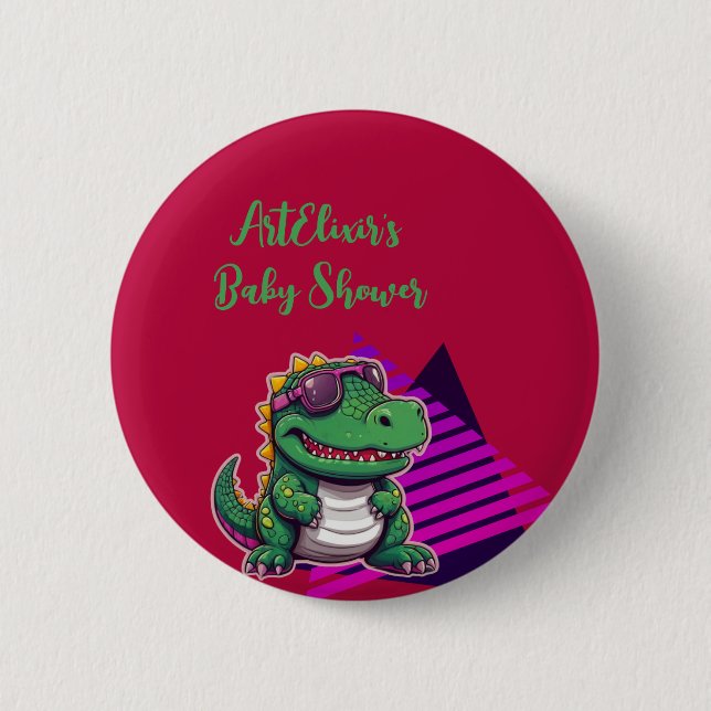 Alligator Cool Kawaii Retro Vibe Babydusche Button (Vorderseite)
