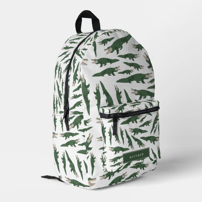 Alligator Crocodile Pattern School Individuelle Na Bedruckter Rucksack (Rückseitige Ecke links)