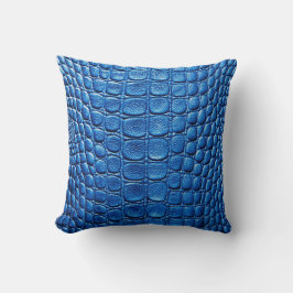 Alligator Crocodile Skin Imitate Blauer Leder Kissen