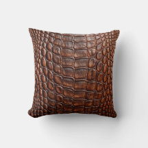 Alligator Crocodile Skin Imitate Brown Leather
