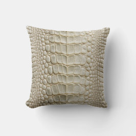 Alligator Crocodile Skin Imitate Elfenbeinweißlede Kissen