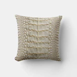 Alligator Crocodile Skin Imitate Elfenbeinweißlede Kissen