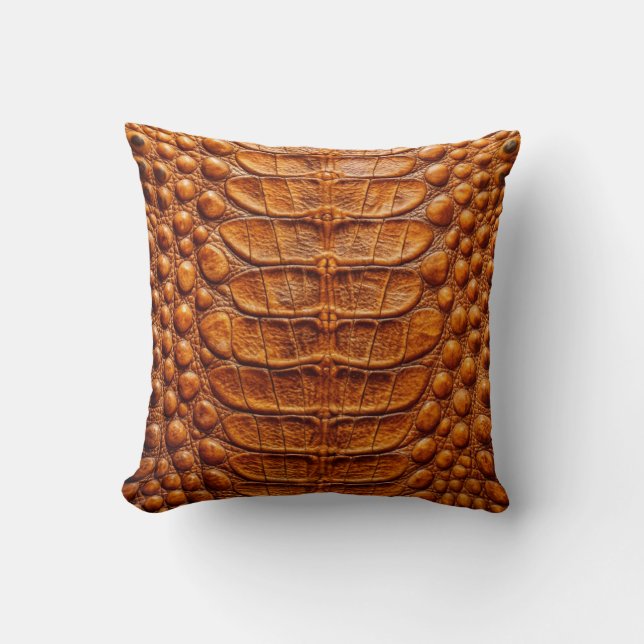 Alligator Crocodile Skin Imitate Kupferfarbe Kissen (Vorderseite)