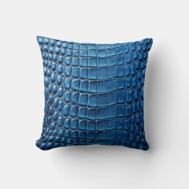 Alligator Crocodile Skin Imitate Navy Blue Leather Kissen
