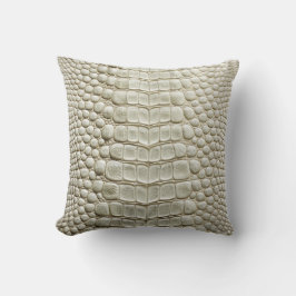 Alligator Crocodile Skin Imitate Pearl White Leath Kissen
