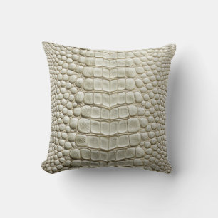 Alligator Crocodile Skin Imitate Pearl White Leath Kissen
