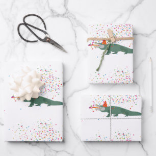 Alligator Crocodile - Tiere mit Party Geschenkpapier Set