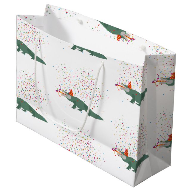 Alligator Crocodile - Tiere mit Party Große Geschenktüte (Vorderseite Schrägansicht)