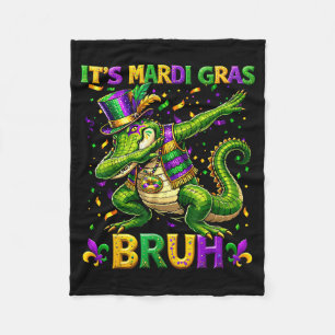 Alligator Dabbing Bruh Mardi Gras Karneval Teenage Fleecedecke