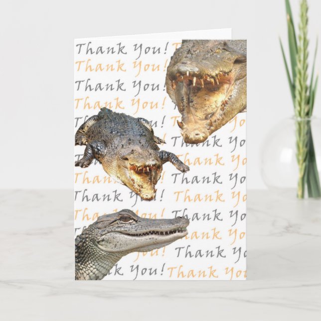 Alligator danken Ihnen zu kardieren Dankeskarte (Vorderseite)