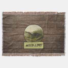 Alligator Dark Wood Throw Blanket Decke